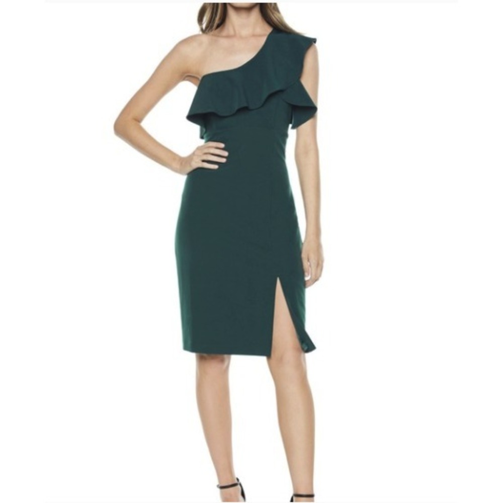 Bardot Emerald Green One Shoulder Dress Size 8 Boning Event Gala Wedding‎ Guest
